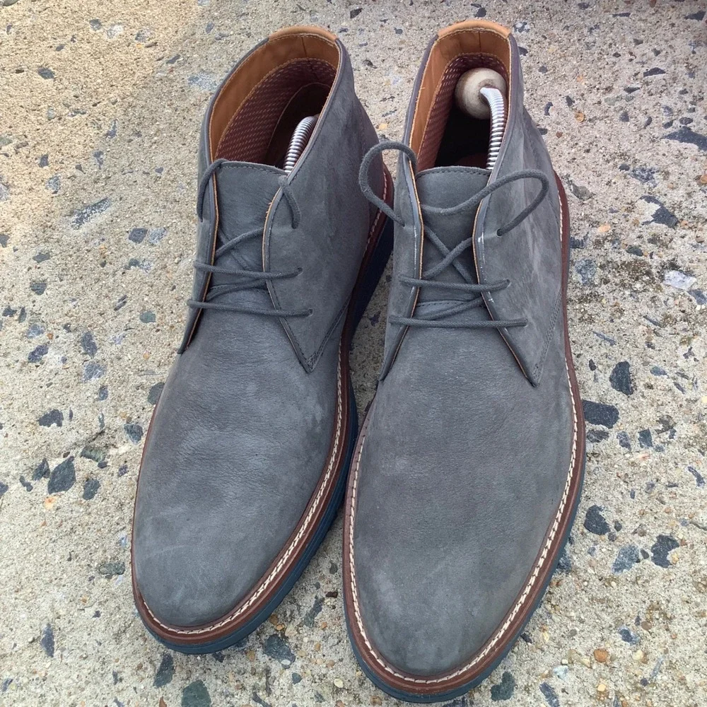 Johnston & Murphy Mens Gray Nubuck Leather Chukka Boots Trufoam 20-7919 11M